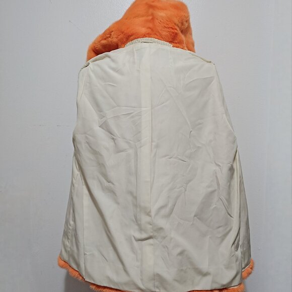 New Real Semi-sheared MINK Fur Coat Jacket Stole Coral Orange Tangerine No Fox - Picture 5 of 5